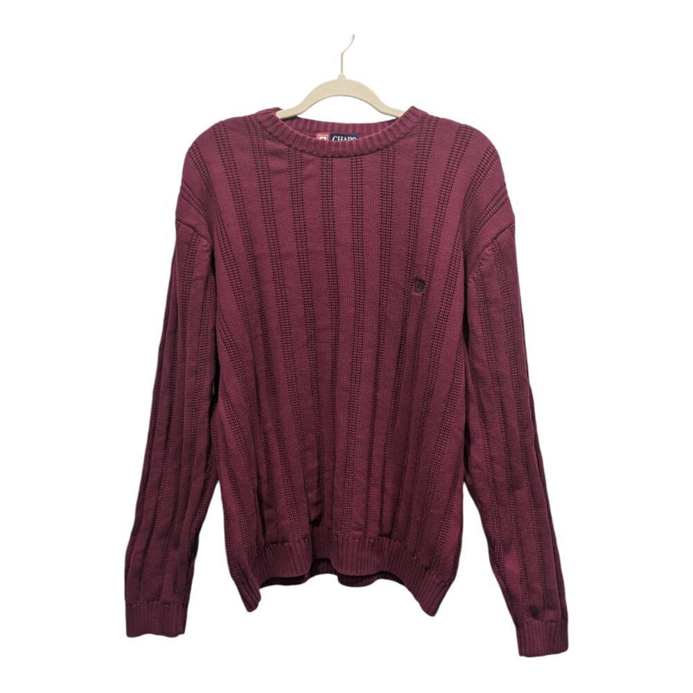 Chaps Ralph Lauren Burgundy Chunky Fisherman Cable Knit Crest Sweater, L